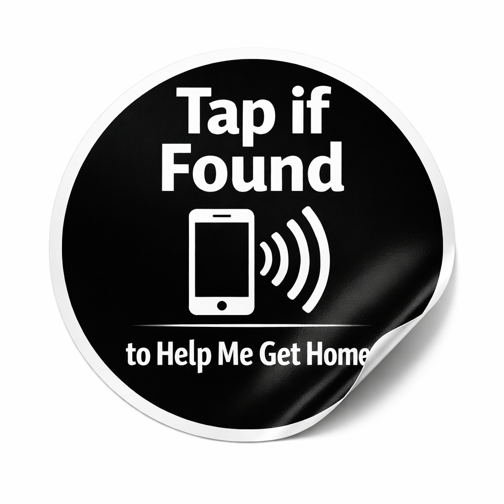 TapIfLost 1 inch NFC sticker for lost phone, card, and compact electronics recovery